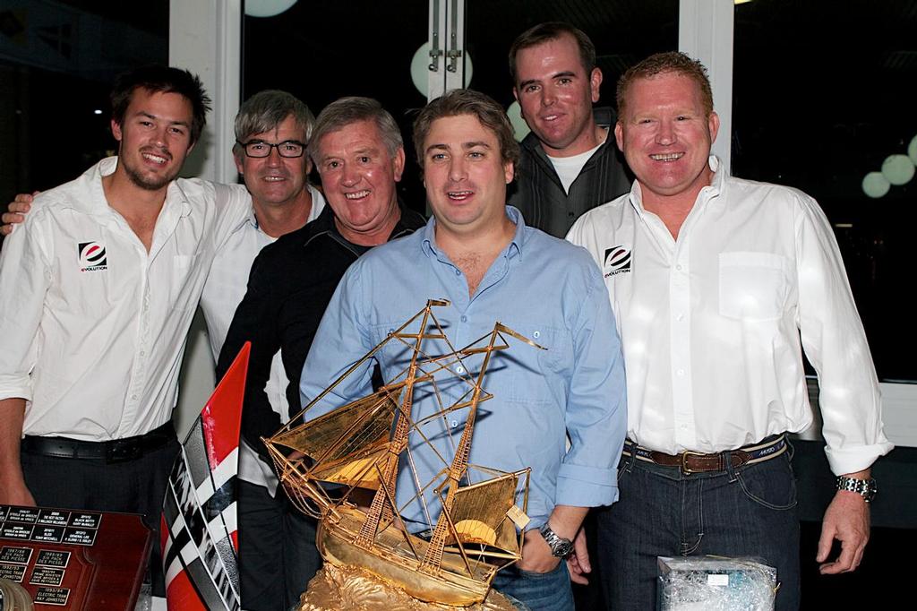 The General Lee crew with the magnificent Siska Trophy. From left, Rees Howell, John Suriano, Vern Williamson, Scott Disley, Paul Nevard and Paul Eldrid. photo copyright Bernie Kaaks taken at  and featuring the  class
