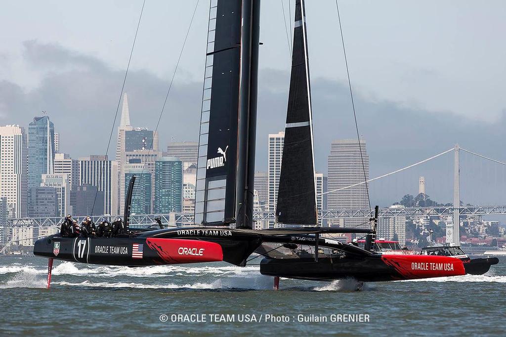 Oracle Team USA sail their second AC72 on San Francisco Bay for the first time on April 24, 2013 photo copyright Guilain Grenier Oracle Team USA http://www.oracleteamusamedia.com/ taken at  and featuring the  class