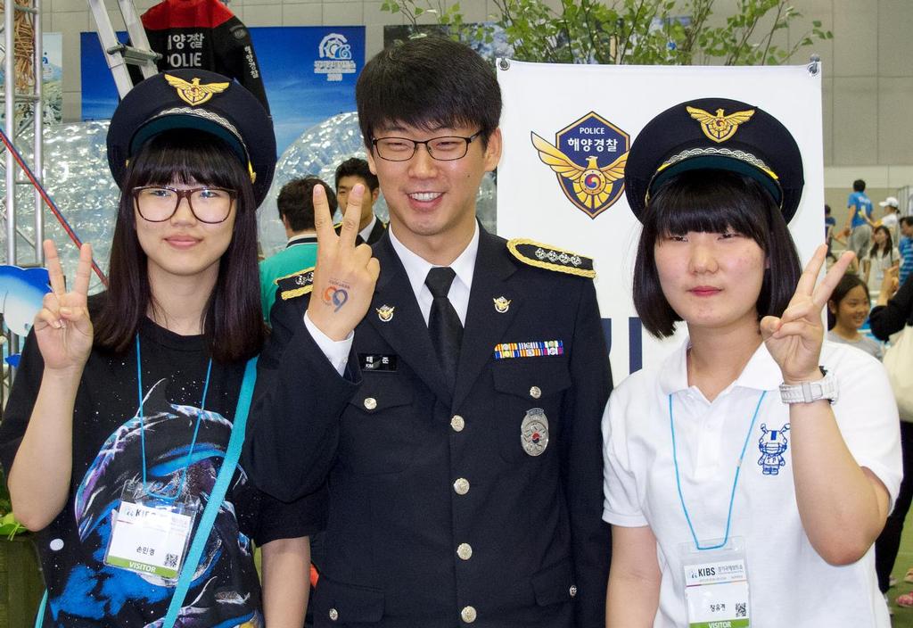 Korea International Boat Show 2013 - good Police PR! Same to you, mate! photo copyright Guy Nowell http://www.guynowell.com taken at  and featuring the  class