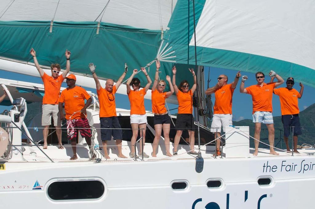 Sol's crew celebrates - 2013 Mauritius Regatta photo copyright P. Jaffredou / G. Cazade taken at  and featuring the  class