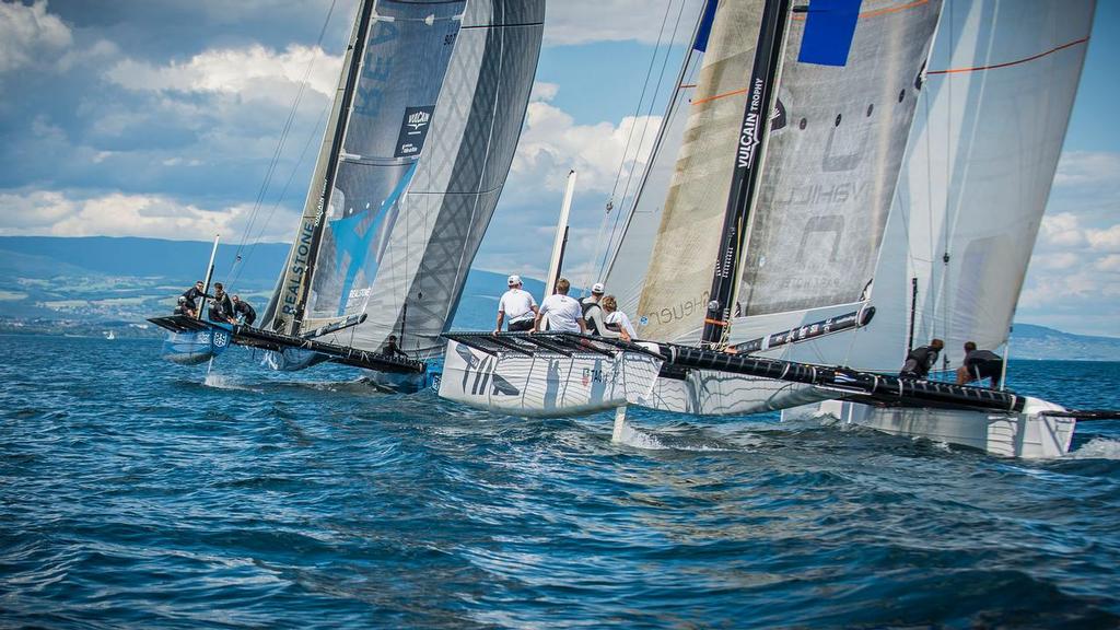 2013  Extreme Sailing Series - Team Tilt and Realteam in training for Act 5, Porto in their Décision 35s on Lake Geneva.  © Christian Pfahl / Realteam