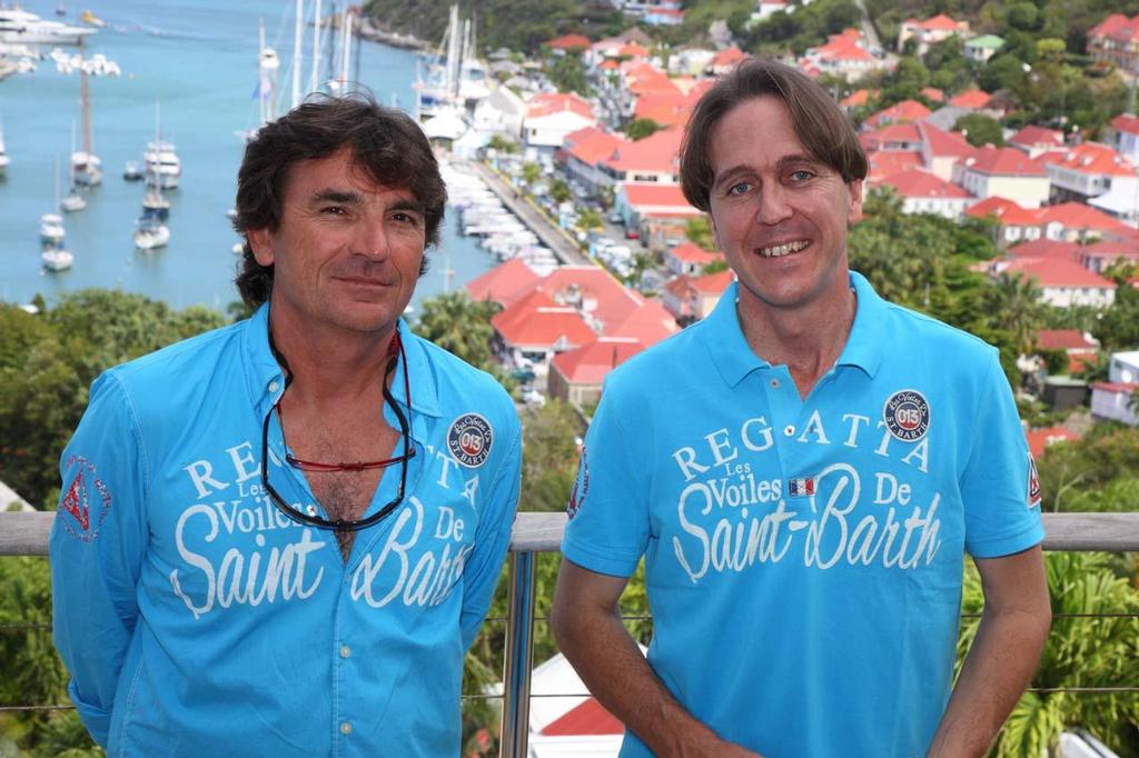 Les Voiles de St. Barth 2013 - François Paul Tolède, Organisation Director and Nils Dufau, VP of the Collectivity of Saint Barth and President of the Tourism Committee photo copyright  Tim Wright / Les Voiles de St Barth http://www.lesvoilesdesaintbarth.com/ taken at  and featuring the  class