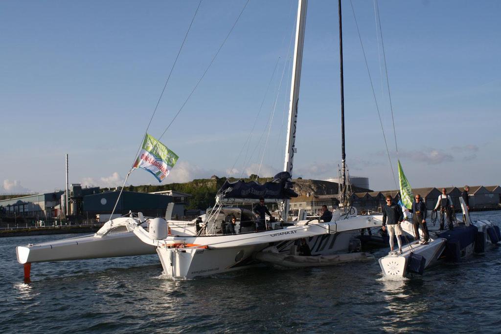 Deuxième MOD70 arrivé à Plymouth Edmond de Rothschild - 2013 Route des Princes ©  Dominique Le Roux