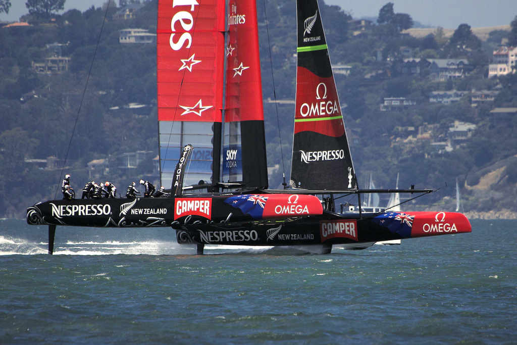 Flat, flying and stable is the new look for the foiling AC72 - America’s Cup © Chuck Lantz http://www.ChuckLantz.com