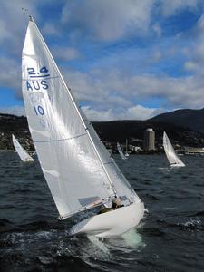 Canberra entrant Lillababs (Charles Brown) competing in the 2.4mR Nationals 2013 photo copyright Derwent Sailing Squadron http://www.dssinc.org.au taken at  and featuring the  class