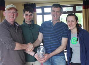 Commodore Tom Murray presenting the trophy for the 'Best Foynes Boat' to Vincent McCormack skipper of Three Chevrons with crew Luke & Roisin McCormack photo copyright Irish Sailing Association . http://www.sailing.ie taken at  and featuring the  class