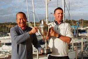  Beau Geste's owner Karl Kwok and skipper Gavin Brady all smiles after their win - TP52 Southern Cross Cup - Round Two photo copyright Teri Dodds http://www.teridodds.com taken at  and featuring the  class