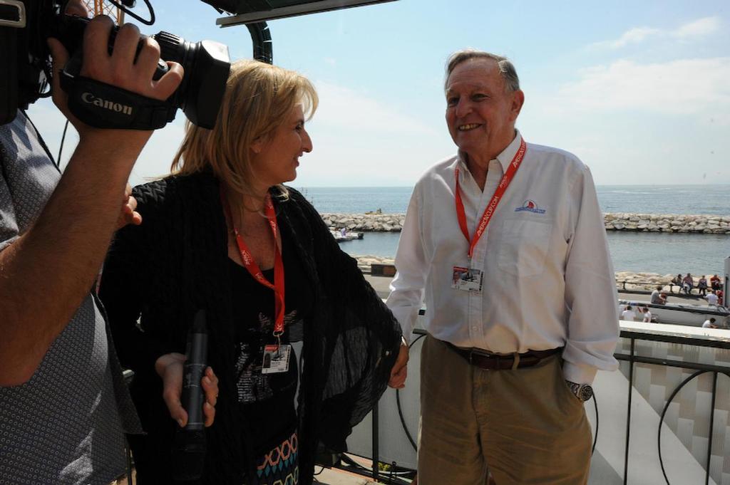 Saturday’s Child, Bob Fisher is  interviewed by the Italian Media on his Birthday at the ACWS in Naples Italy April 20, 2013.  ©  SW