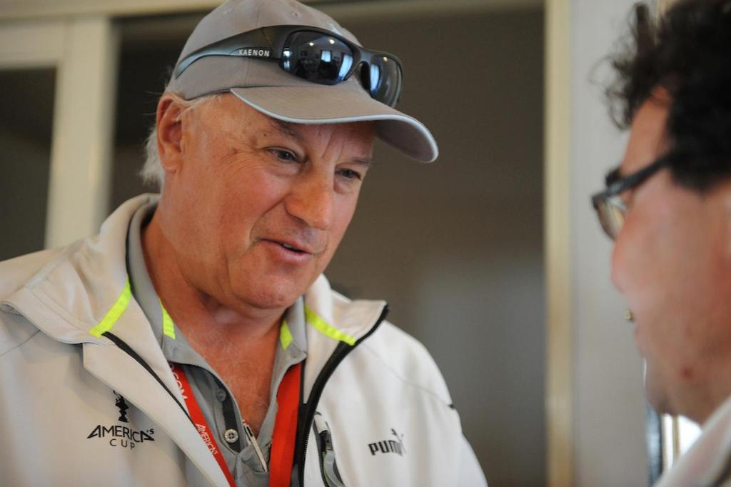 America&rsquo;s Cup Regatta Director, Iain Murray, speaks to a reporter photo copyright  SW taken at  and featuring the  class