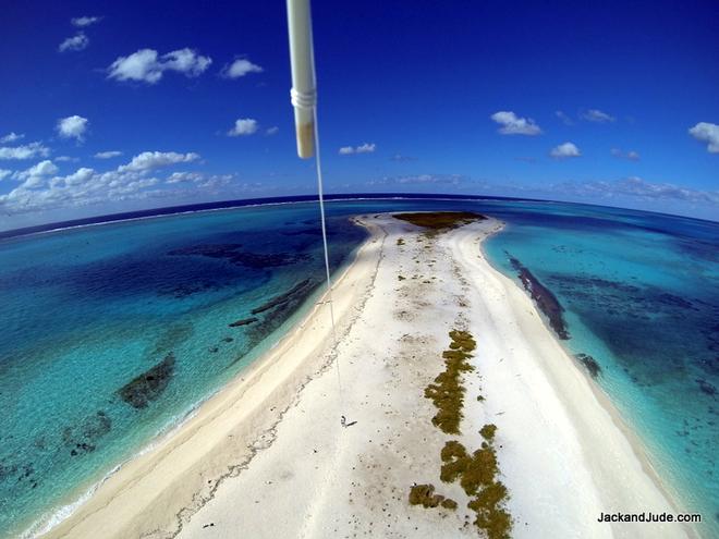 Gopro photo of Heralds' Beacon taken from kite  - Exploring the Coral Sea  © Jack Binder