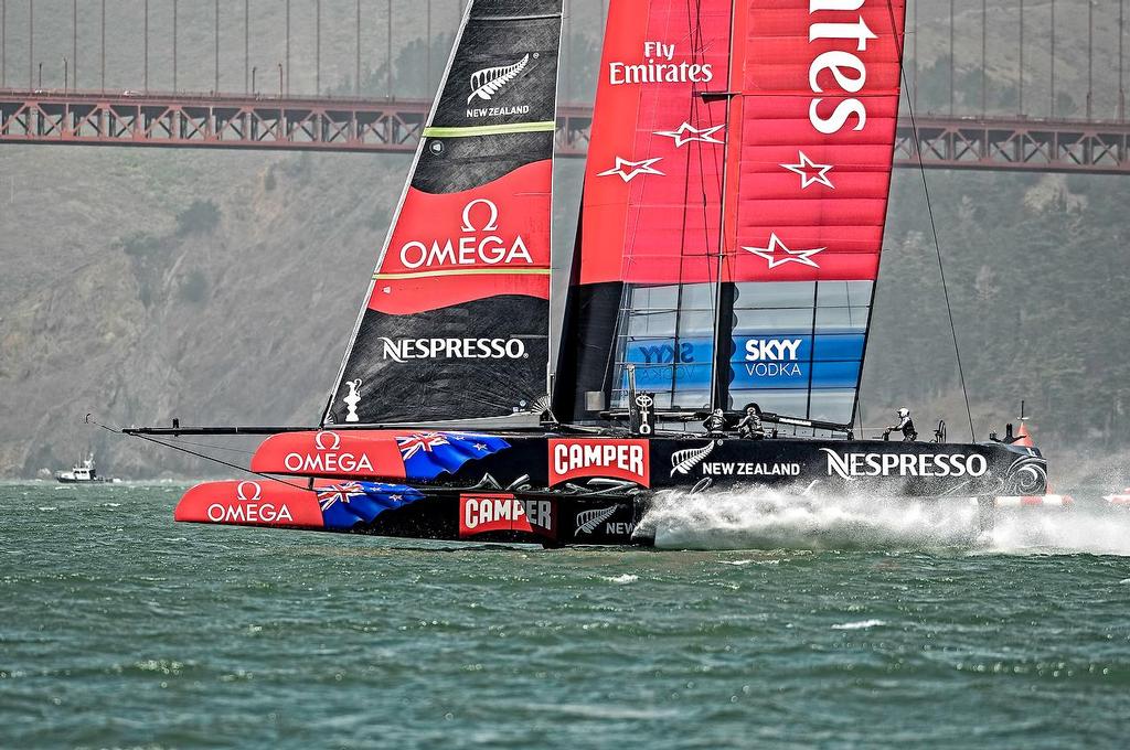 SAN FRANCISCO, USA, July 13th Emirates Team New Zealand skippered Dean Barker (NZL) wins over  Luna Rossa skippered by Massimiliano Sirena (ITA) by 5.23 minutes. The Louis Vuitton Cup  sailed in AC 72s (July 7th - August  30th, the Americaâ€™s Cup Challenger Series, is used as the selection series to determine who will race the Defender in the Americaâ€™s Cup Finals.
Â©Paul Todd/OUTSIDEIMAGES.COM
OUTSIDE IMAGES PHOTO AGENCY photo copyright Paul Todd/Outside Images http://www.outsideimages.com taken at  and featuring the  class
