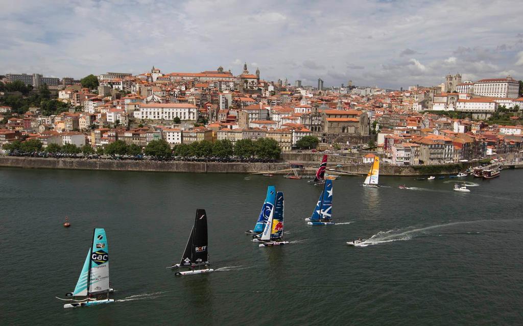 Act 5, Porto, Extreme Sailing Series, 2013 - Racing close to the city today as the teams compete in the first day of stadium racing on the Douro River. photo copyright Lloyd Images http://lloydimagesgallery.photoshelter.com/ taken at  and featuring the  class