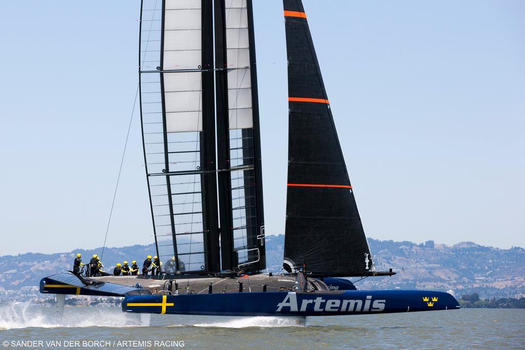 First day of sailing on the ``Blue Boat``. Artemis Racing. 24th of July, 2013, Alameda, USA photo copyright Sander van der Borch / Artemis Racing http://www.sandervanderborch.com taken at  and featuring the  class