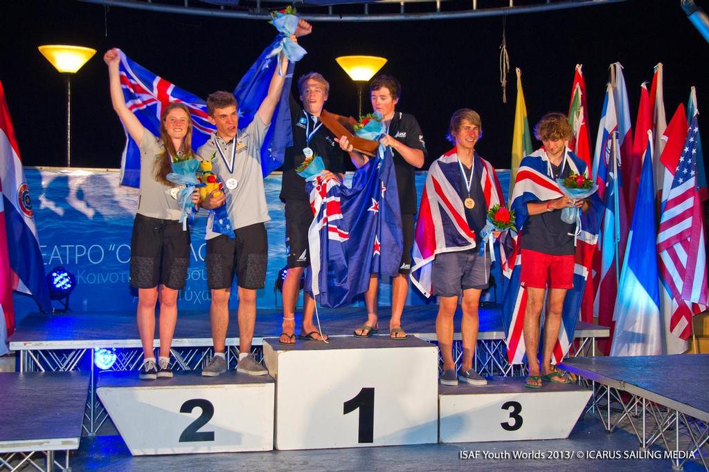 Isaac McHardie (Hamilton Yacht Club/RAYC) and Micah Wilkinson (Ngaroto Sailing Club/RAYC) – SL16 Multihull winners of the Gold Medal at the 2013 ISAF Youth Worlds © ISAF Youth Worlds http://www.isafyouthworlds.com