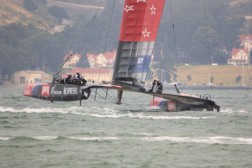 ETNZ leads, with Marin in the background - Americas's Cup © Chuck Lantz http://www.ChuckLantz.com