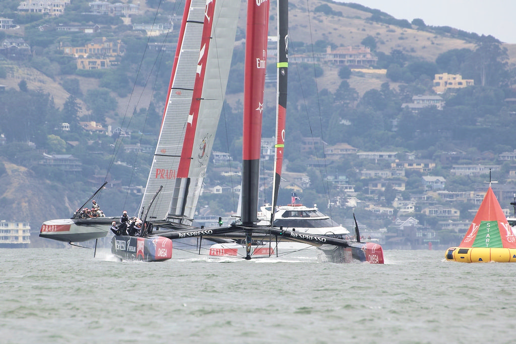 ETNZ at the first mark, already pulling away from Luna Rossa - America's Cup © Chuck Lantz http://www.ChuckLantz.com