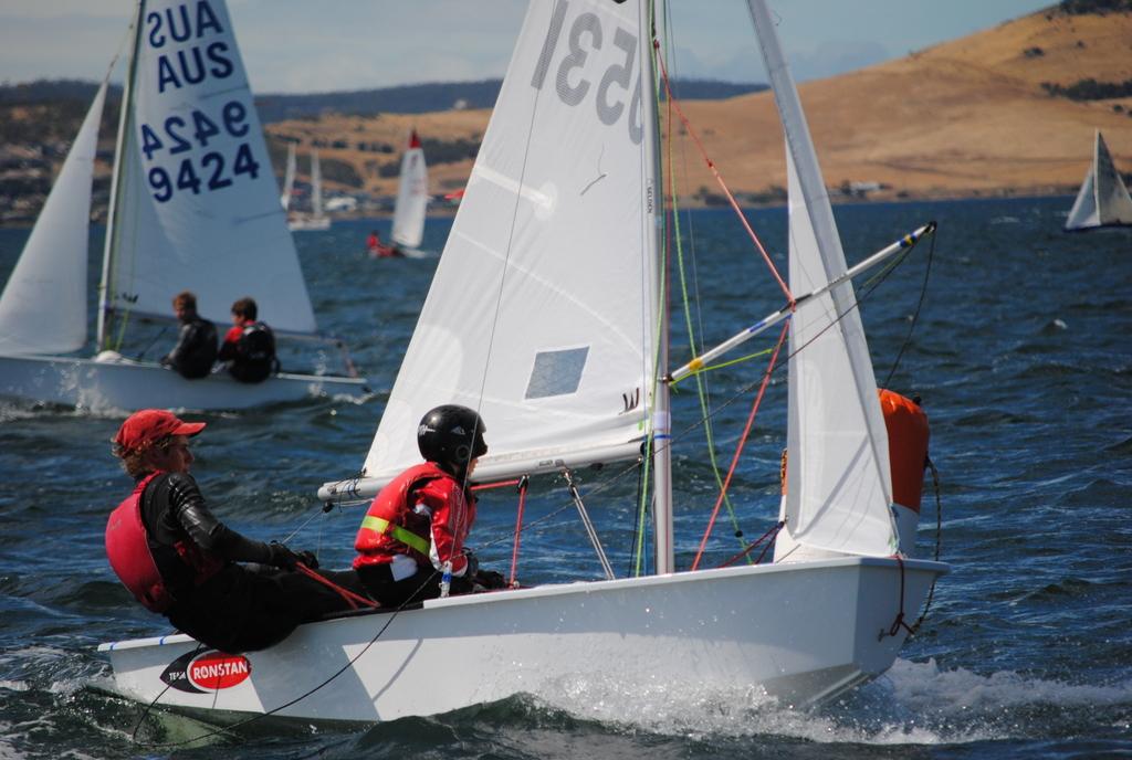 Sam Tiedemann and Hugo Allison are 11th overall after seven races in the International Cadet World photo copyright Peter Campbell taken at  and featuring the  class