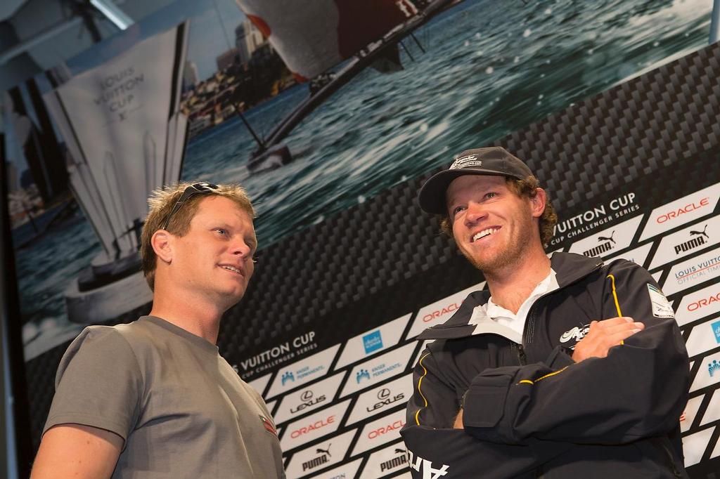 02/08/2013 - San Francisco (USA,CA) - 34th America's Cup - Louis Vuitton Cup - Semi Finals - Media briefing - Chris Draper (Helmsman Luna Rossa) - Nathan Outteridge (Helmsman Artemis) photo copyright ACEA - Photo Gilles Martin-Raget http://photo.americascup.com/ taken at  and featuring the  class