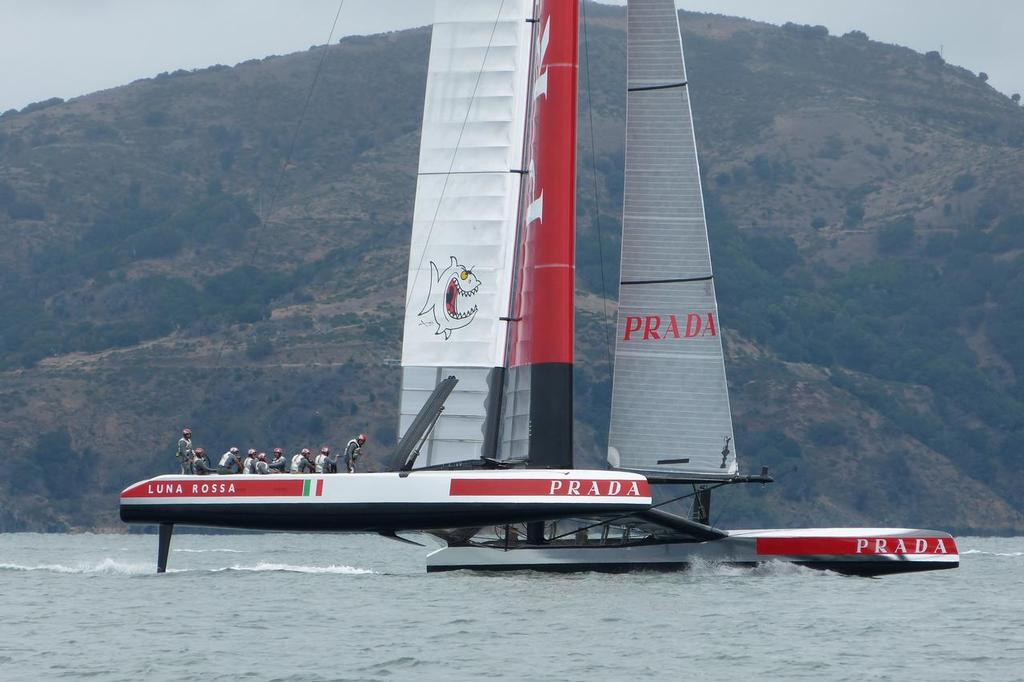 The short bowsprit and no Code Zero probably cost Luna Rossa - 2013 Louis Vuitton Cup, Round Robin 2, Race 3 photo copyright John Navas  taken at  and featuring the  class