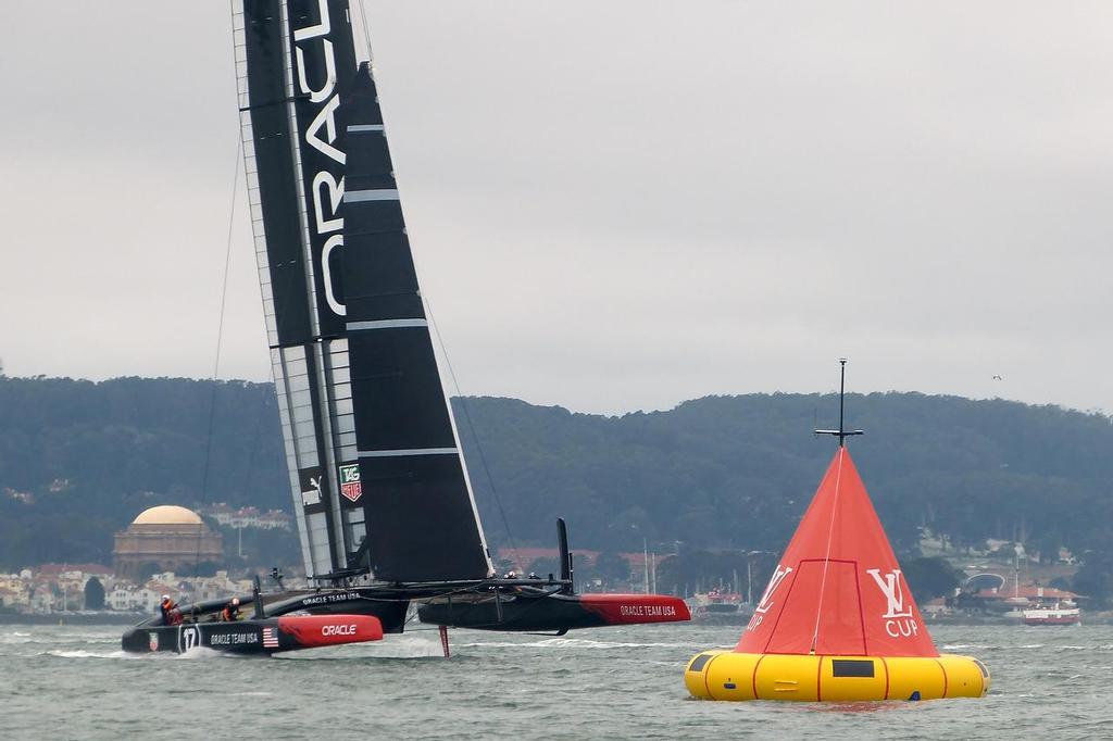 Oracle Team USA - closes in on an official mark on July 17 photo copyright John Navas  taken at  and featuring the  class