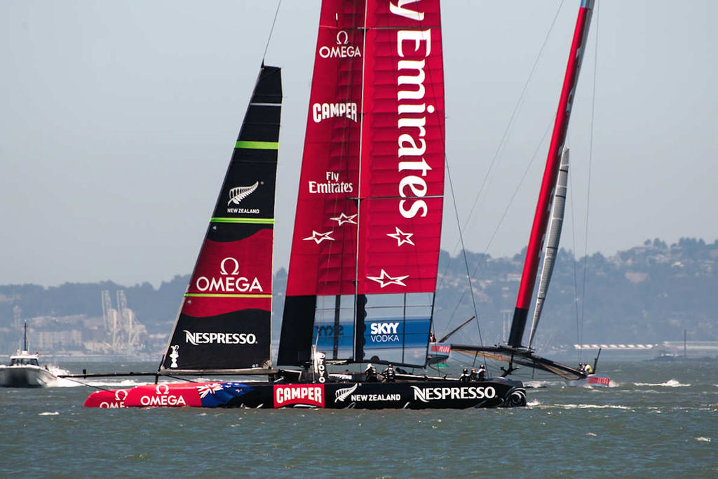 ETNZ and Luna Rossa practicing in late June, in preparation for today's match race. - America's Cup © Chuck Lantz http://www.ChuckLantz.com
