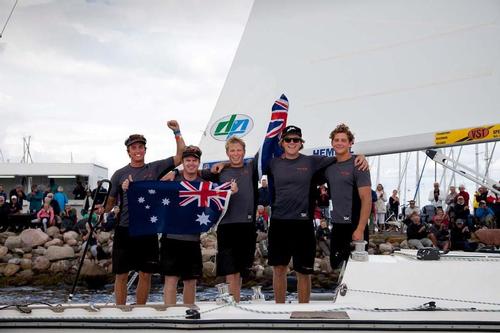 ISAF Nations Cup 2013 - David Gilmour, the 22-year-old skipper, and his crew: Ed Powys, tactician; Luke Payne, pit, Pete Nicholas and Alistair Marchesi, bow © Jess Anderson http://www.m-r-d.dk