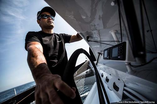 The first sailing sessions on Spindrift 2, Yann Guichard ©  Eloi Stichelbaut