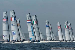 Gold fleet lining up - 2013 Nacra 17 World Championship photo copyright Laurens Morel taken at  and featuring the  class