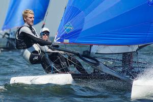 New Zealand team Gemma Jones and Jason Saunders: ’It was tricky sailing’ - 2013 Nacra 17 World Championship photo copyright Laurens Morel taken at  and featuring the  class