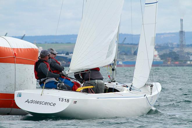 Adolescence – Steve Billingham, William Lewis and Jarvis Tilly with a pair of thirds on the day to sit in fourth place overall. - 2015 Etchells Victorian State Championship © Teri Dodds http://www.teridodds.com