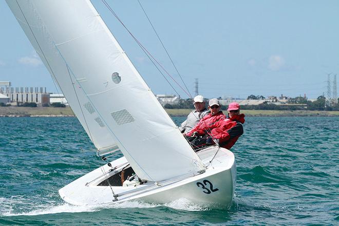 Fast Forward – and they were! Second in the last race of the series – Bruce McBriar, Jeff Casley and Tony Bond. - 2015 Etchells Victorian State Championship © Teri Dodds http://www.teridodds.com