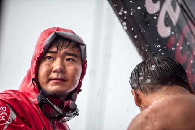 Wolf onboard learning to deal with the tough weather conditions - Volvo Ocean Race 2014-15 © Dongfeng Race Team