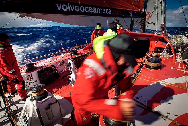 Leg 5, Day 9 - Gybing - Dongfeng gybing along the ice exclusion zone © Yann Riou / Dongfeng Race Team