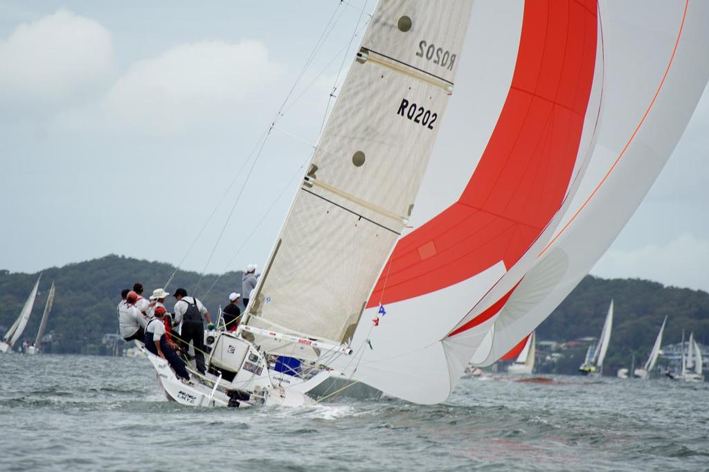 Stealthy (Bob Cowan) on the first Spinnaker leg of the HCW One Lap Dash 2015 photo copyright Greg Dickins taken at  and featuring the  class