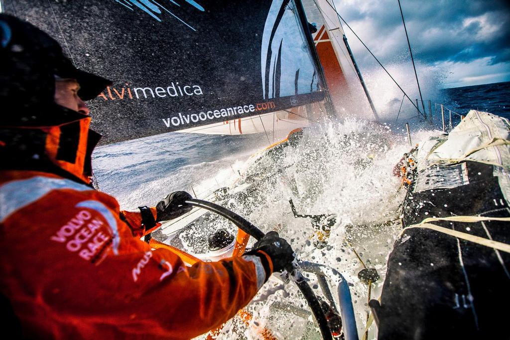 Team Alvimedica - Dave Swete blasts his way east towards Cape Horn with some picturesque downwind sailing conditions in the Southern Ocean. photo copyright  Amory Ross / Team Alvimedica taken at  and featuring the  class