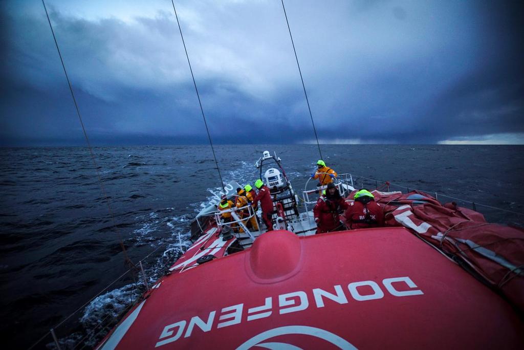 March 31, 2015. Leg 5 onboard Dongfeng Race Team. The team enters the Beagle channel on its way to Ushuaia. © Yann Riou / Dongfeng Race Team