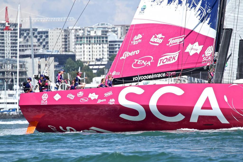 Team SCA reaching fast - Volvo Ocean Race - In Port Race, Auckland photo copyright Richard Gladwell www.photosport.co.nz taken at  and featuring the  class