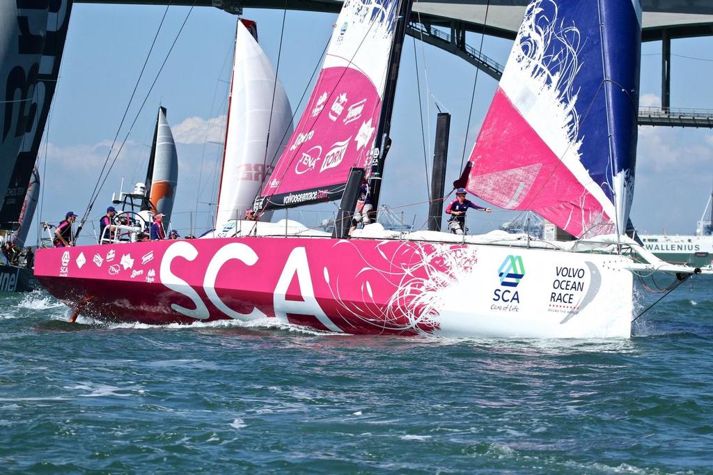 Team SCA leads at the bottom mark - Volvo Ocean Race - In Port Race, Auckland photo copyright Richard Gladwell www.photosport.co.nz taken at  and featuring the  class