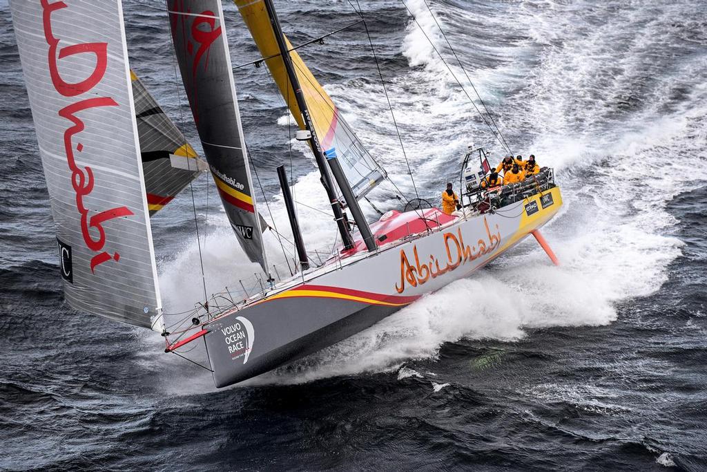 March 30, 2013. Abu Dhabi Ocean Racing leads the Volvo Ocean 65 fleet around Cape Horn.
 photo copyright Rick Tomlinson/Volvo Ocean Race http://www.volvooceanrace.com taken at  and featuring the  class