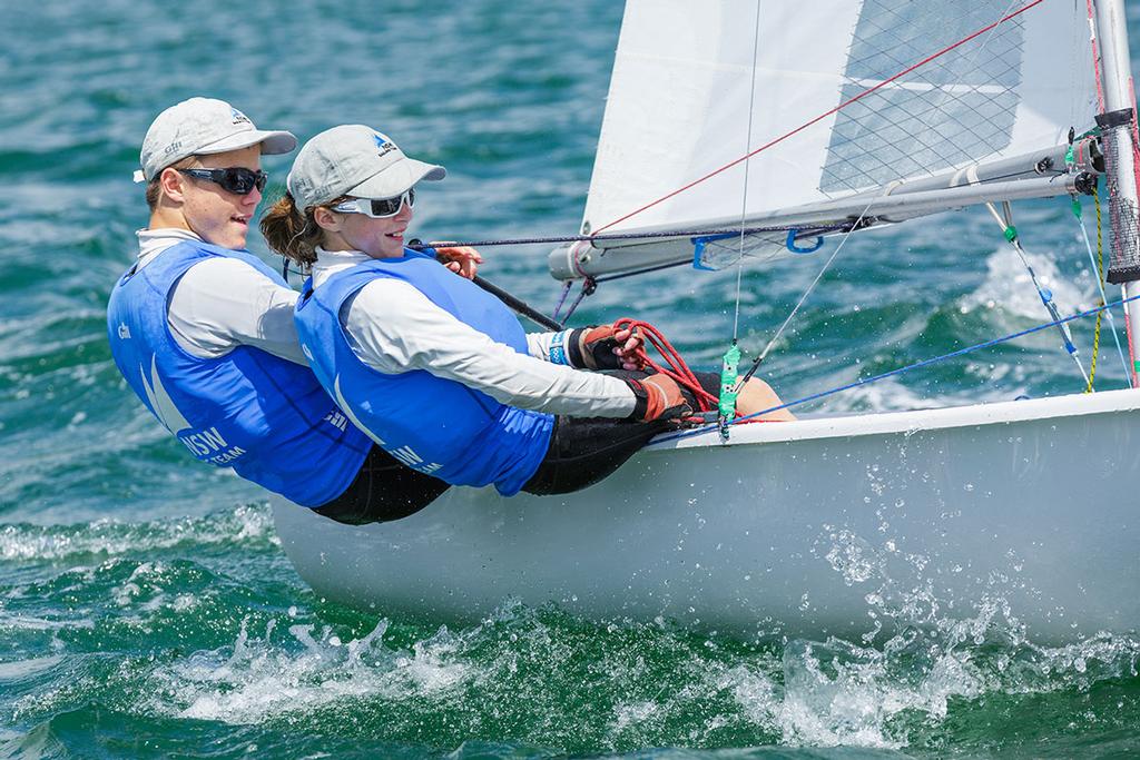 YST members in action at the 2014 YNSW Youth Sailing Championships photo copyright Robyn Evans taken at  and featuring the  class