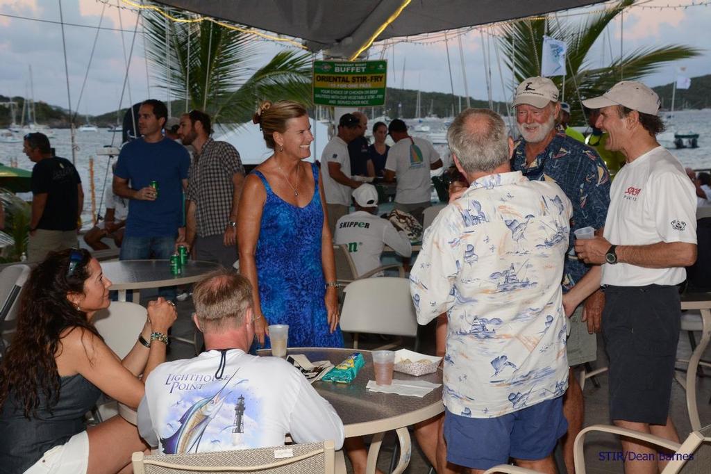 Sailors from the Caribbean, U.S. and Europe enjoy the Welcome Party before racing starts on Friday. Credit: Dean Barnes © Dean Barnes