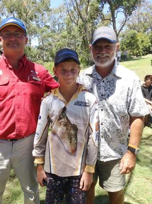 Picture caption from left: Jamie McPhail, Managing Director Pantaenius Sail and Motor Yacht Insurance, MC Laurie Chadder, and the winner of $5,000 cash Gareth Morgan - 2015 Inaugural Port Stephens Family Fishing Competition photo copyright Soldiers Point Marina http://www.soldierspointmarina.com.au taken at  and featuring the  class