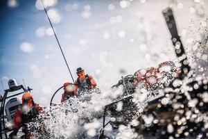 March 29,2015. Leg 5 to Itajai onboard Team Alvimedica. Day 11. Fast downwind sailing conditions on deck. A few more gybes and the fleet commits east towards the Horn,satisfied for the time being that the southerly progress is sufficient. photo copyright  Amory Ross / Team Alvimedica taken at  and featuring the  class
