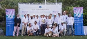 Crew of Swan 80 Selene (CAY) at the final prizegiving. CLASS A winner - 2015 Rolex Swan Cup Caribbean photo copyright  Rolex / Carlo Borlenghi http://www.carloborlenghi.net taken at  and featuring the  class
