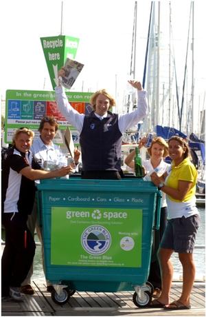 Dan (the one in the bin) launching a new marina recycling scheme - Lifeskills National Careers Week photo copyright Emma Slater / RYA http://www.rya.org.uk taken at  and featuring the  class