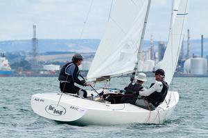 Jake Gunther, John Collingwood and Stuart Skeggs (looking forward) on, The Boat. - 2015 Etchells Victorian State Championship photo copyright Teri Dodds http://www.teridodds.com taken at  and featuring the  class