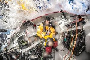 Onboard Abu Dhabi Ocean Racing - Phil Harmer finds space to brush his teeth away from the saltwater - Leg five to Itajai -  Volvo Ocean Race 2015 photo copyright Matt Knighton/Abu Dhabi Ocean Racing taken at  and featuring the  class