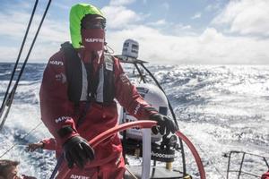 Onboard MAPFRE - Iker Martinez on the helm after 6 days at sea - Leg five to Itajai -  Volvo Ocean Race 2015 photo copyright Francisco Vignale/Mapfre/Volvo Ocean Race taken at  and featuring the  class