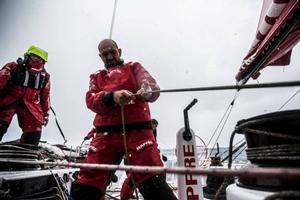 Onboard MAPFRE - Yes, that is snow, not rain! - Leg five to Itajai -  Volvo Ocean Race 2015 photo copyright Francisco Vignale/Mapfre/Volvo Ocean Race taken at  and featuring the  class