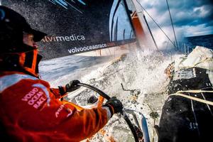 Onboard Team Alvimedica - Dave Swete blasts his way east towards Cape Horn with some picturesque downwind sailing conditions in the Southern Ocean - Leg five to Itajai -  Volvo Ocean Race 2015 photo copyright  Amory Ross / Team Alvimedica taken at  and featuring the  class